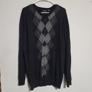 Claiborne Black and Gray Argyle Men's Sweater XL‎